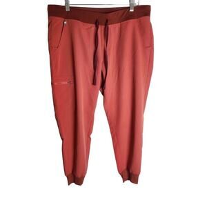 Figs Zamora Jogger scrub pants women XL/P orange zip pocket nurse medical office